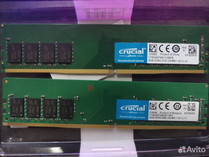 Оперативная память Crucial DDR4 на 4 И 8 гб