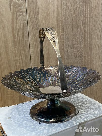 Винтажная конфетница серебряная, серебро Англия