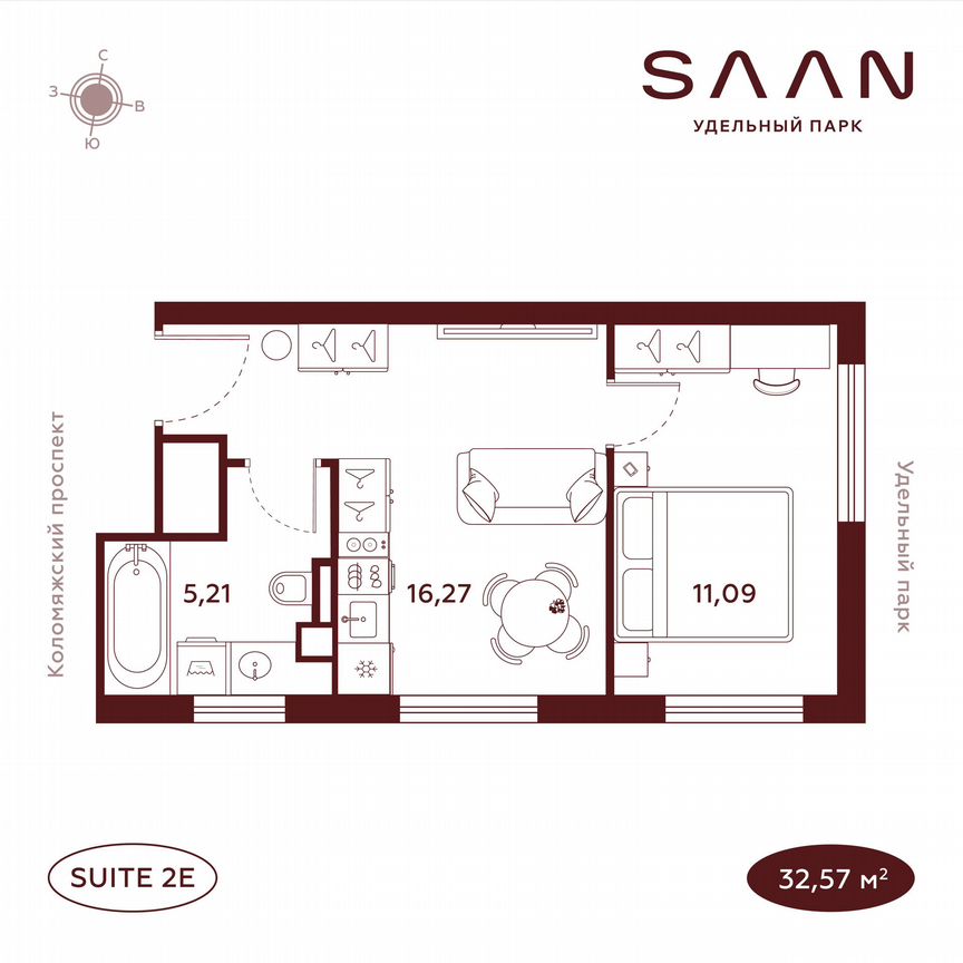1-к. квартира, 32,6 м², 13/23 эт.
