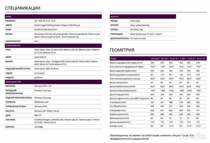 Хардтейл женский LIV Bliss 26 27.5 2022