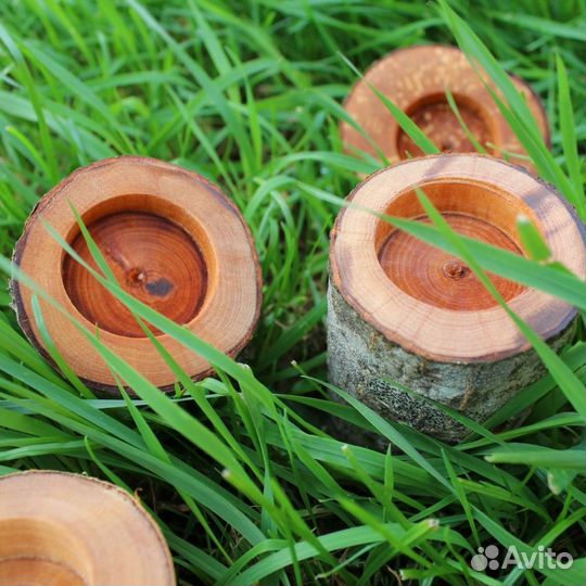 Подсвечник из натурального дерева