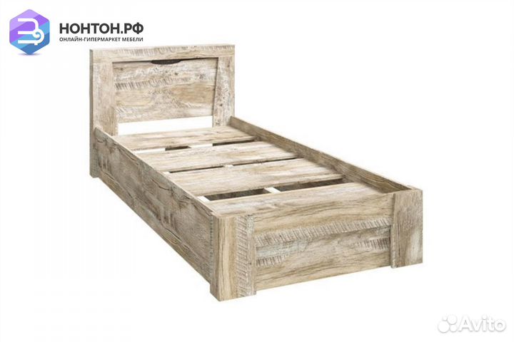 Кровать Ривьера 0.9 м дуб юкон / бетон темный