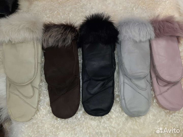 Варежки перчатки из натуральной овчины