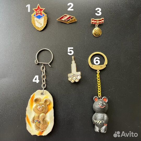 Значки Спартак цска, брелки Мишка олимпийский