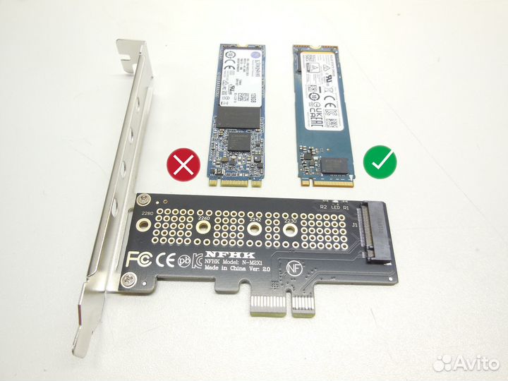 Адаптер переходник nfhk N-M2X1 Ver. 2.0 M.2 (M2) NVMe на PCI-E x1