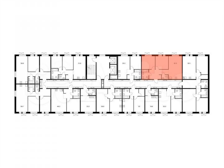 2-к. квартира, 61,3 м², 15/15 эт.