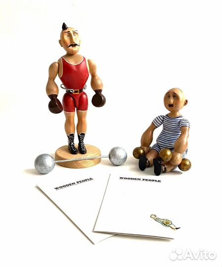 Подвижные деревянные игрушки Боксёр и атлет