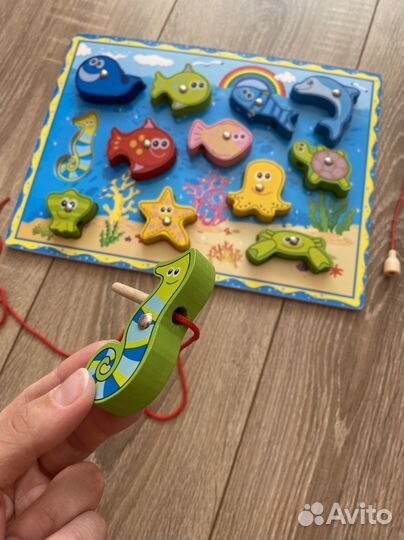 Магнитная рыбалка + бусы + рамка вкладыш