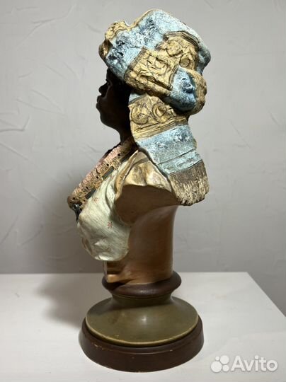 Бюст антикварный, статуэтка Африканка, терракота