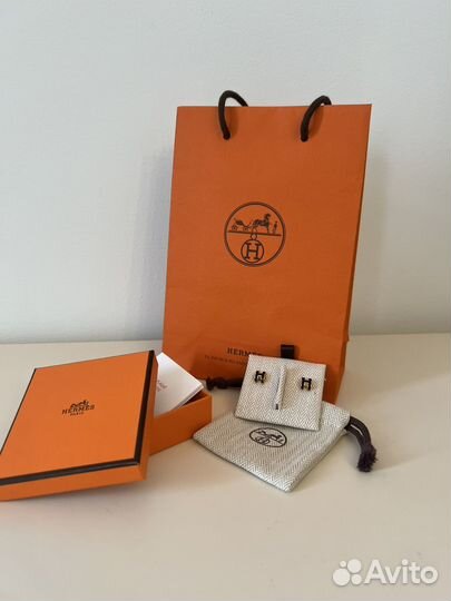 Серьги Hermes Mini Pop H Оригинал полный комплект