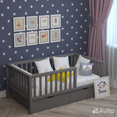 Кроватка высокий борт берёза детская сингл