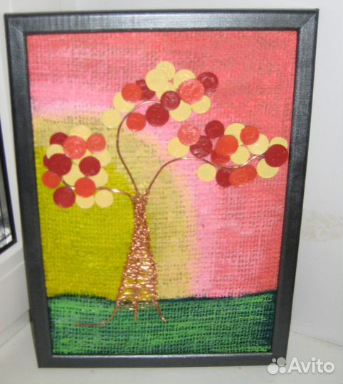 Картина денежное дерево из монет ручной работы