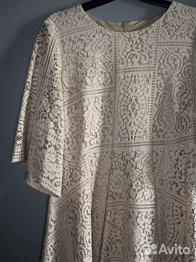 Zara летнее гипюровое платье бежевого цвета, s