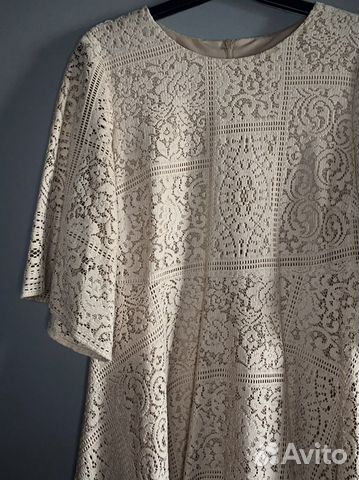 Zara летнее гипюровое платье бежевого цвета, s