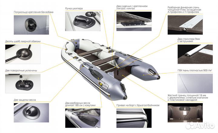 Лодка пвх Ривьера Компакт 3600 Ск пайол Новые