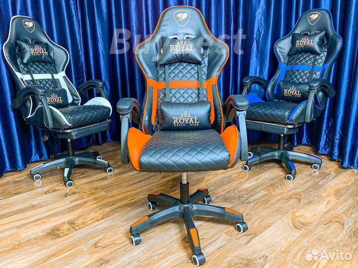 Компьютерное кресло с подножкой и вибромассажем