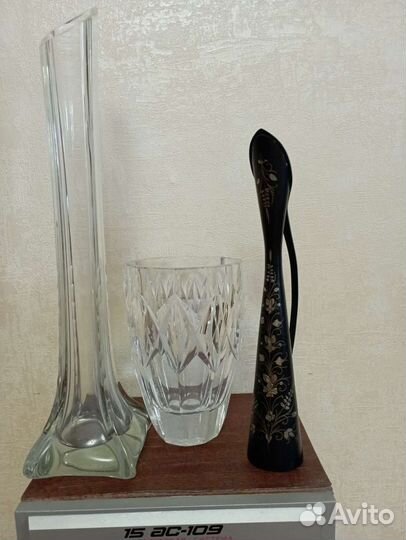 Хрустальные вазочки, конфетница, тарелк