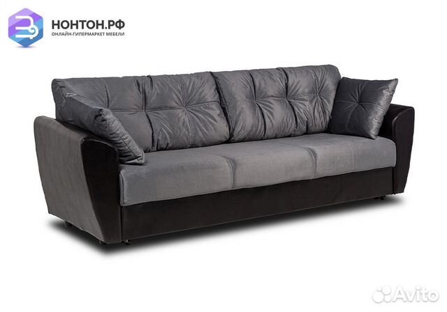 Диван еврокнижка Мадейра Lux серый / черный