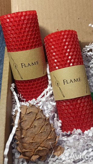 Новогодний бокс со свечами ручной работы