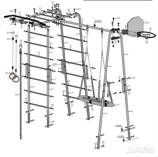 Уличный комплекс для дачи и качель-гнездо