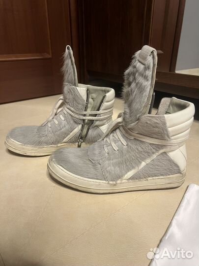 Rick owens geobasket pony hair gray