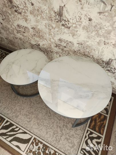 Журнальный столик круглый стекло
