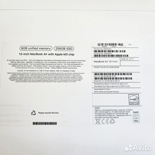 Apple MacBook Air 13.6/M3/8Gb/256Gb (Новый)