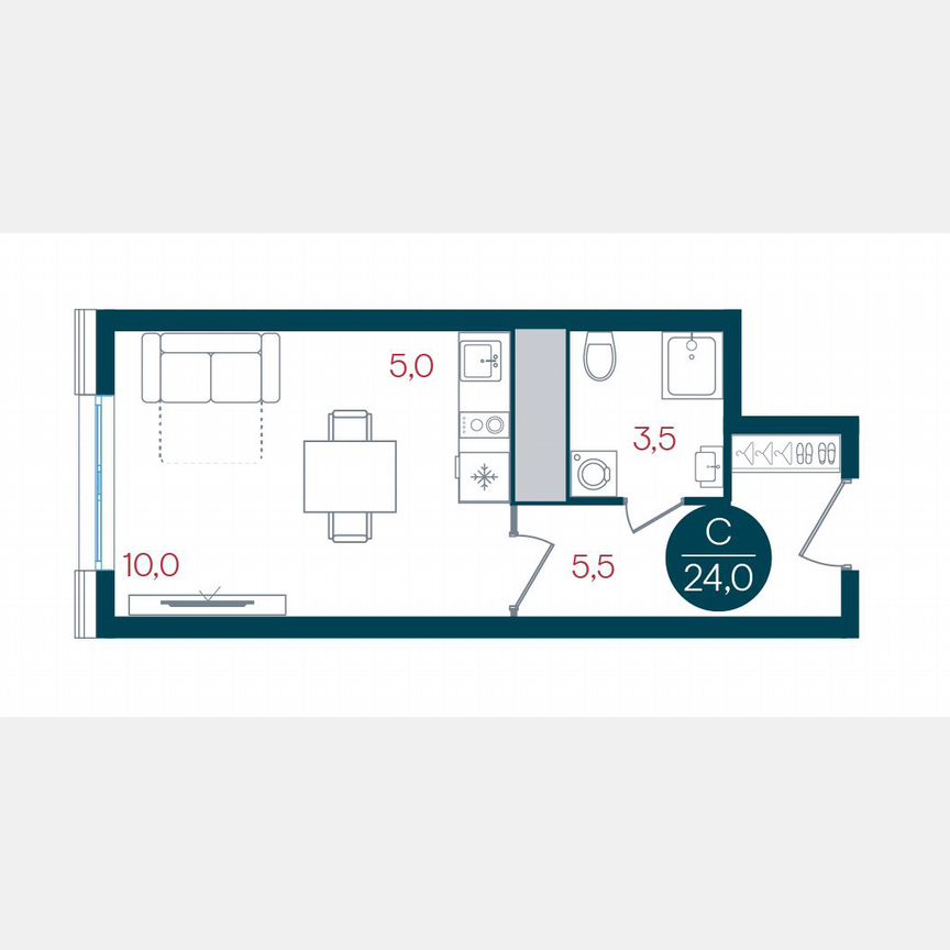 Квартира-студия, 24 м², 15/32 эт.