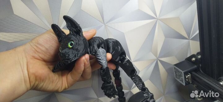 Котенок Сфинкс 3Д подвижный на 3D принтере