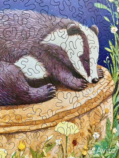 Спящий Енотик деревянный пазл