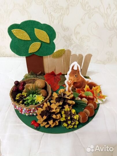 Поделка осенняя белка шишки в садик школу