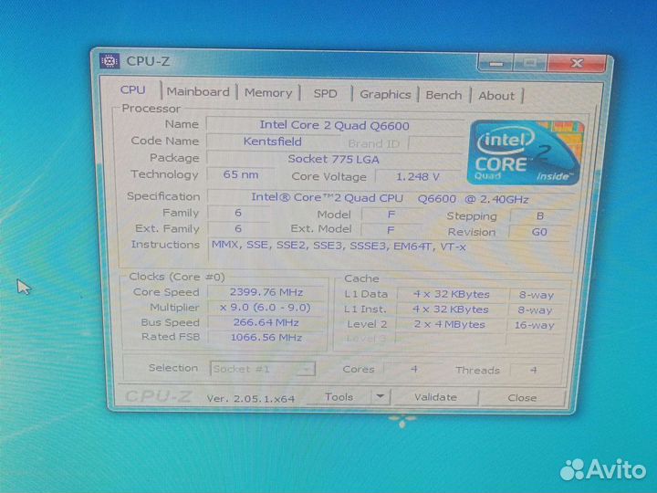 Q6600, 4 ядра, 2.4GHz, 8MB кэш