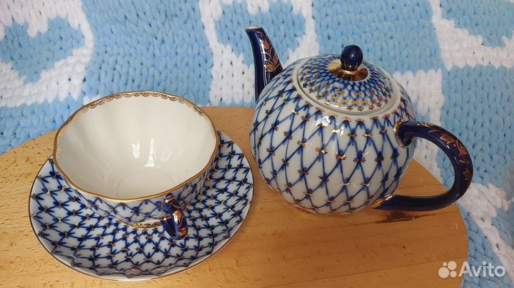 Фарфоровый чайный сервиз Кобальтовая сетка