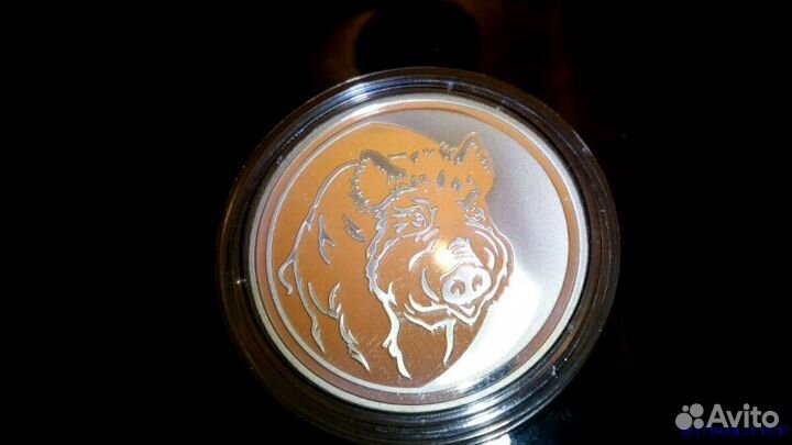 Серебряная монета Кабан-2007г., номинал 3 рубля