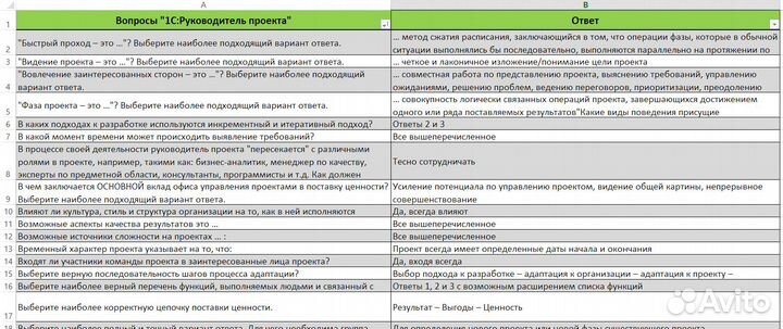 Ответы на 1С:Руководитель проекта