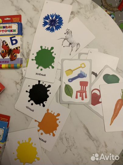 Развивающие карточки животные транспорт цвета