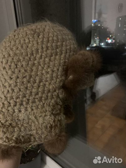 Шапка с мехом норки