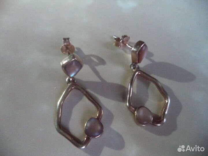 Серьги-пуссеты серебро 925 с камнями