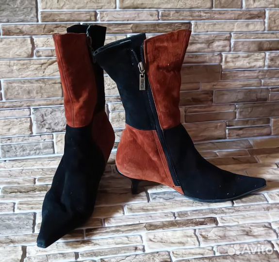 Элегантные итальянские замшевые полусапоги женские