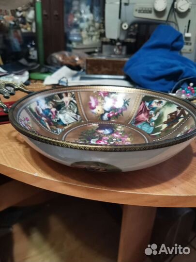 Ваза для фруктов. Фарфор, металл