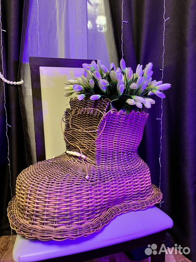 Кашпо из искусственного ротанга