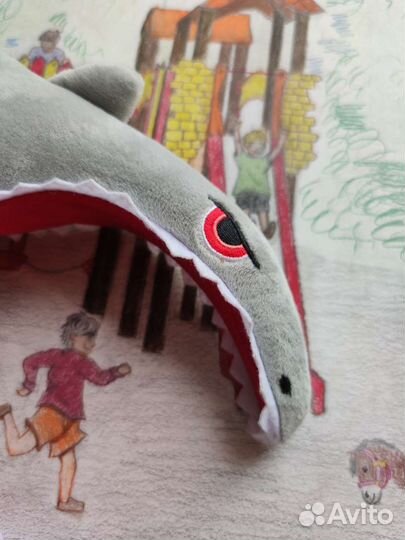 Ободок для волос Акула плюшевый, бу