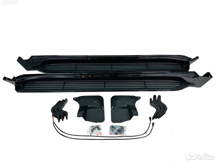 Подножки Toyota Land Cruiser 200 в стиле 300 (черн