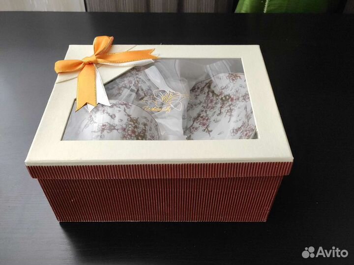 Чайная пара, набор из 4 предм. Фарфор. Новый