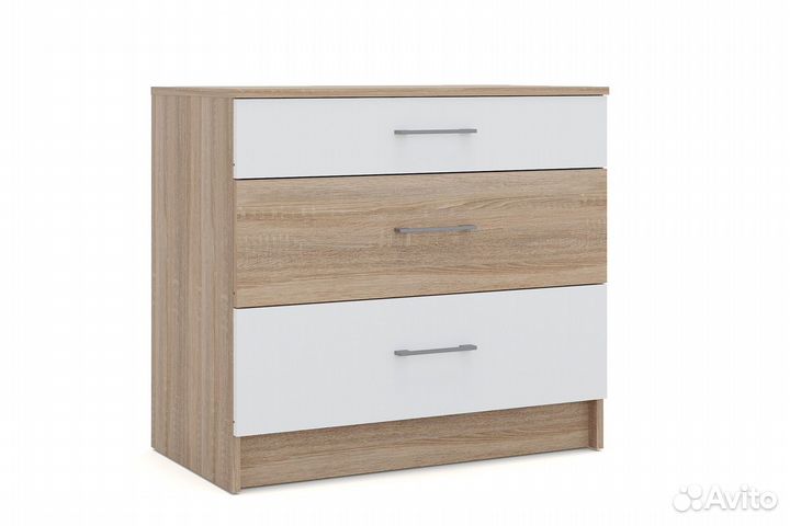 Алёна Спальня (Кровать 1.6 с настилом, тумба 2 шт., комод) (Дуб сонома/Белый)