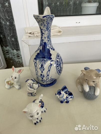 Статуэтки гжель, оникс, корзинки