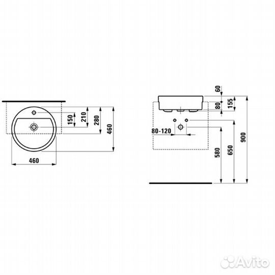 Laufen Living City Раковина 460х460х140мм с 1 отв