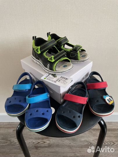 Сандали crocs c6,сандали с кожанной стелькой 23