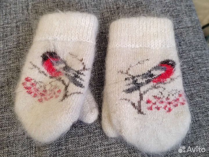 Варежки натуральная шерсть на 4-5-6 лет