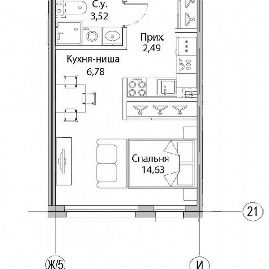 Квартира-студия, 27,4 м², 2/10 эт.